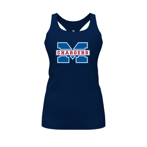 [FT0TRBNV-FYS-LOGO1] Decker Racerback Tank Top (Female Youth S, Navy, Logo 1)