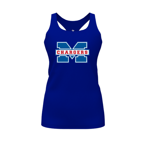 [CUS-DFW-RCBK-PER-RYL-FYS-LOGO1] Racerback Tank Top (Female Youth S, Royal, Logo 1)