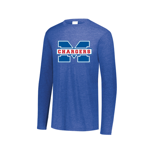 [FTLCUBRY-AXS-LOGO1] Decker Men's Tri-Blend T-Shirt - Long Sleeve (Adult XS, Royal, Logo 1)