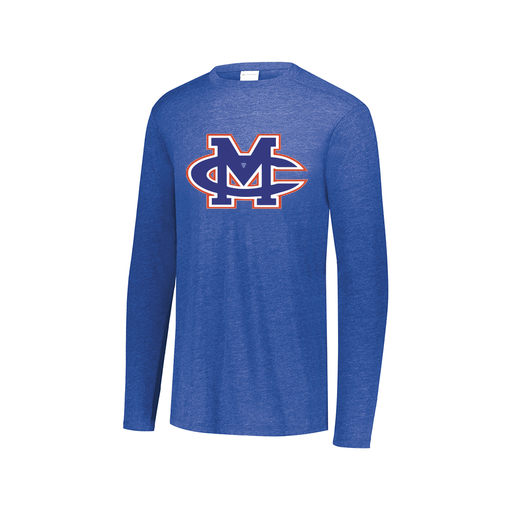 [FTLCUBRY-AXS-LOGO2] Decker Men's Tri-Blend T-Shirt - Long Sleeve (Adult XS, Royal, Logo 2)