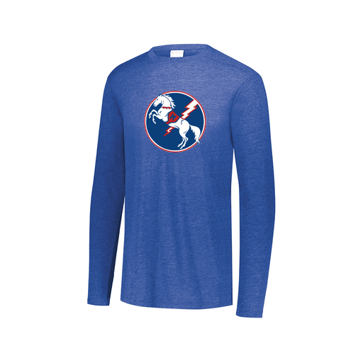 [FTLCUBRY-AXS-LOGO3] Decker Men's Tri-Blend T-Shirt - Long Sleeve (Adult XS, Royal, Logo 3)