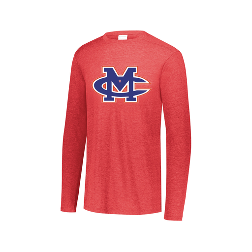 [FTLCUBRD-AXS-LOGO2] Decker Men's Tri-Blend T-Shirt - Long Sleeve (Adult XS, Red, Logo 2)
