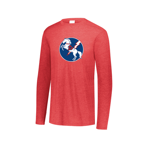 [FTLCUBRD-AXS-LOGO3] Decker Men's Tri-Blend T-Shirt - Long Sleeve (Adult XS, Red, Logo 3)