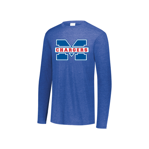 [FTLCUBRY-YS-LOGO1] Decker Youth Tri-Blend T-Shirt - Long Sleeve (Youth S, Royal, Logo 1)