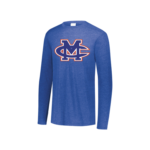[FTLCUBRY-YS-LOGO2] Decker Youth Tri-Blend T-Shirt - Long Sleeve (Youth S, Royal, Logo 2)