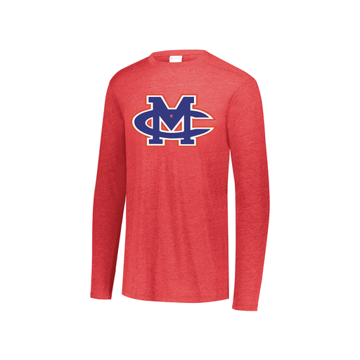 [FTLCUBRD-YS-LOGO2] Decker Youth Tri-Blend T-Shirt - Long Sleeve (Youth S, Red, Logo 2)