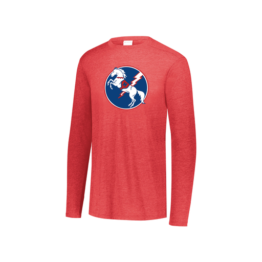 [FTLCUBRD-YS-LOGO3] Decker Youth Tri-Blend T-Shirt - Long Sleeve (Youth S, Red, Logo 3)